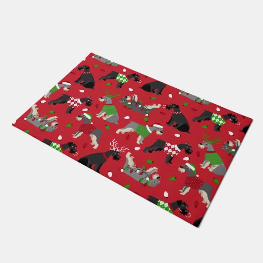 Christmas Schnauzer Doormat Fußmatte (Schrägansicht)