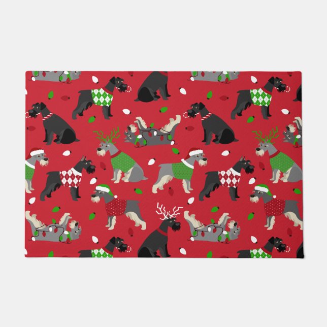 Christmas Schnauzer Doormat Fußmatte (Vorderseite)
