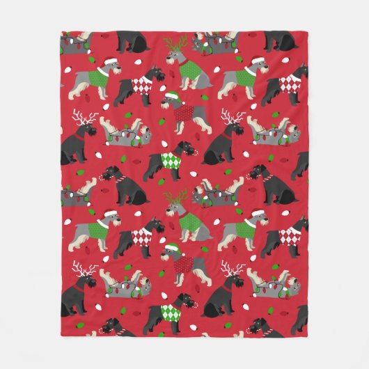 Christmas Schnauzer Fleece Blanket (Vorderseite)