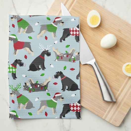 Christmas Schnauzer Geschirrtuch (Viertel Falte)