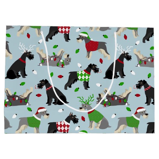 Christmas Schnauzer Große Geschenktüte (Rückseite)
