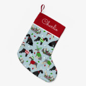 Christmas Schnauzer Individuelle Name Kleiner Weihnachtsstrumpf (Vorderansicht (hängend))