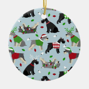 Christmas Schnauzer Keramik Ornament