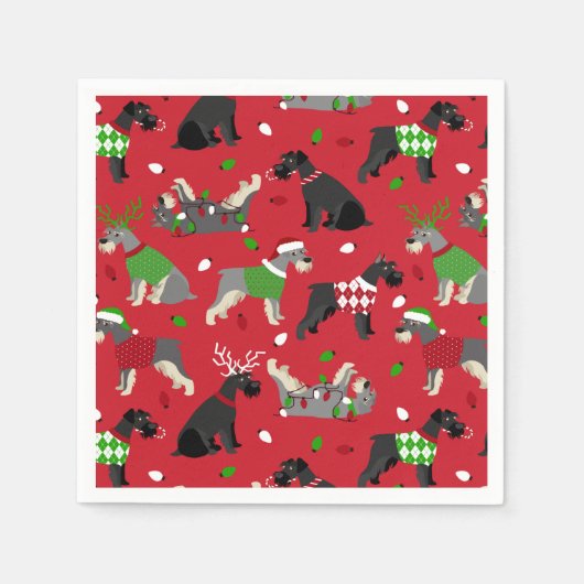 Christmas Schnauzer Napkins Serviette (Vorderseite)