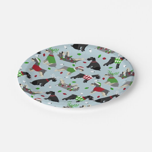 Christmas Schnauzer Pappteller (Schrägansicht)