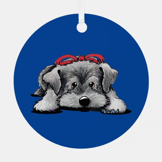 Christmas Schnauzer Puppy Ornament Aus Metall (Rückseite)