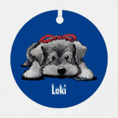 Christmas Schnauzer Puppy Ornament Aus Metall (Vorderseite)