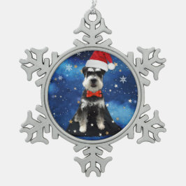 Christmas Schnauzer Schneeflocken Zinn-Ornament
