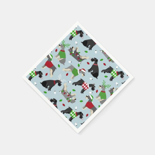 Christmas Schnauzer Serviette (Ecke)