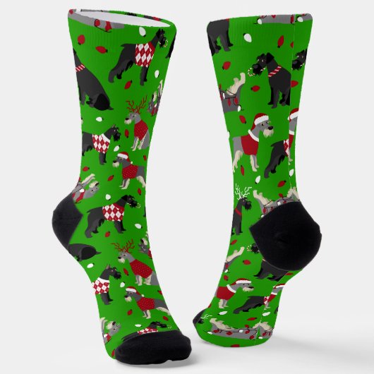 Christmas Schnauzer Socken (Gewinkelt)