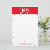 CHRISTMAS SCHREIBEN Moderne Hand Freude rot Briefpapier (Stehend Vorderseite)