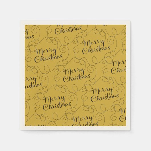 CHRISTMAS Schwarzes nahtloses Muster mit LINES Serviette (Vorderseite)