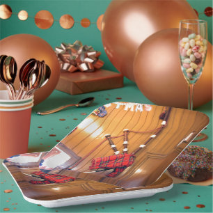Christmas Scotland Musical bagpipe Gifts Plate Pappteller