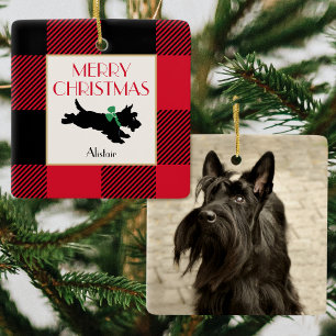 Christmas Scottie Dog Foto Buffalo Kariert Red Keramikornament