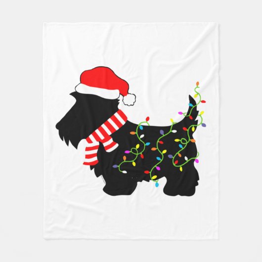 Christmas Scottie Dog mit Licht Fleecedecke (Vorderseite)