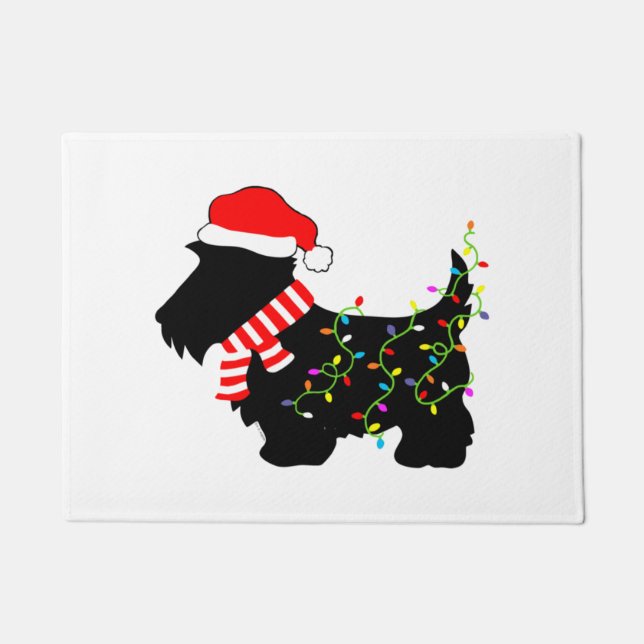 Christmas Scottie Dog mit Licht Fußmatte (Vorderseite)