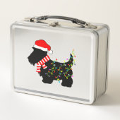 Christmas Scottie Dog mit Licht Metall Brotdose (Vorderseite)