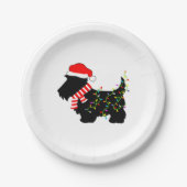 Christmas Scottie Dog mit Licht Pappteller (Vorderseite)