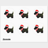 Christmas Scottie Dog mit Licht Runder Aufkleber (Blatt)