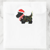 Christmas Scottie Dog mit Licht Runder Aufkleber (Tasche)