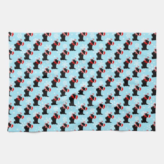 Christmas Scottie Dogs Pattern Geschirrtuch (Horizontal)