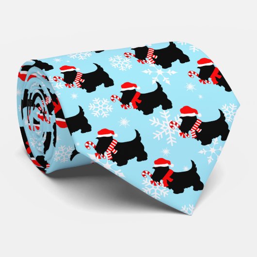 Christmas Scottie Dogs Pattern Krawatte (Gerollt)