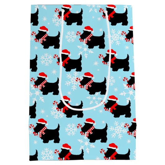 Christmas Scottie Dogs Pattern Mittlere Geschenktüte (Rückseite)