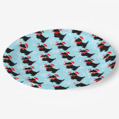 Christmas Scottie Dogs Pattern Pappteller (Schrägansicht)