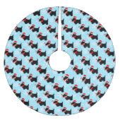 Christmas Scottie Dogs Pattern Polyester Weihnachtsbaumdecke (Vorderseite)