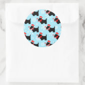 Christmas Scottie Dogs Pattern Runder Aufkleber (Tasche)