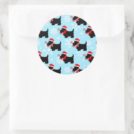 Christmas Scottie Dogs Pattern Runder Aufkleber (Tasche)