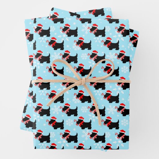 Christmas Scottie Dogs Pattern Wrapping Paper Shee Geschenkpapier Set (Beispiel)