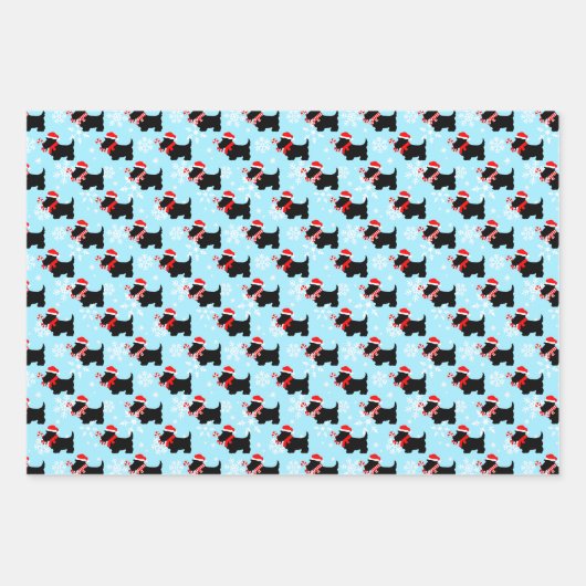 Christmas Scottie Dogs Pattern Wrapping Paper Shee Geschenkpapier Set (Vorderseite 3)