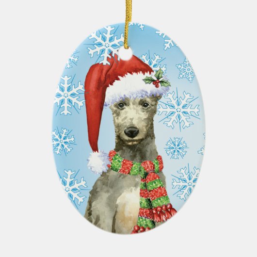 Christmas Scottish Deerhound Keramik Ornament (Vorne)