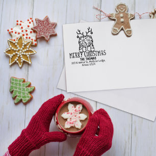 Christmas Scottish Fold Cat Rücksendeadresse Gummistempel