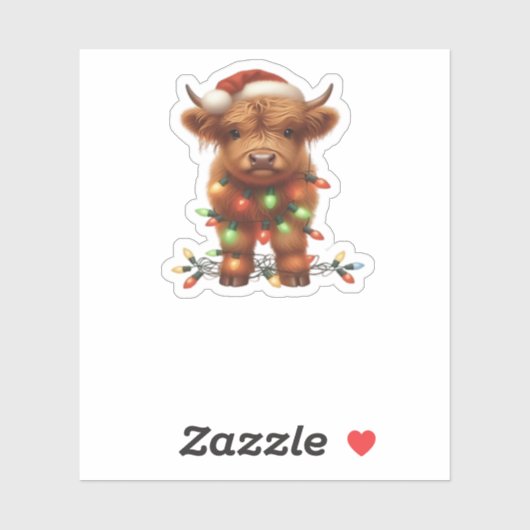 Christmas Scottish Highland Cow Classic T - Shirt Aufkleber (Blatt)