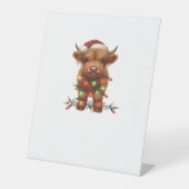Christmas Scottish Highland Cow Classic T - Shirt Sockelschild (Vorderseite)