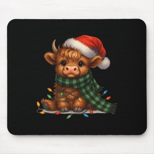 Christmas Scottish Highland Cow Santa Xmas Farm An Mousepad (Vorne)