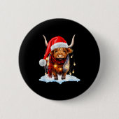 Christmas Scottish Highland Cow Wrapped In Christm Button (Vorderseite)