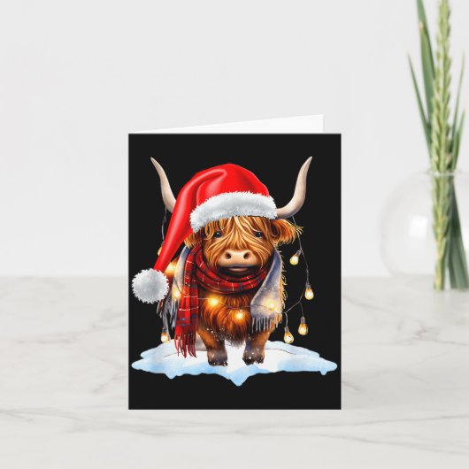 Christmas Scottish Highland Cow Wrapped In Christm Karte (Vorderseite)