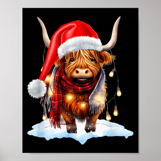 Christmas Scottish Highland Cow Wrapped In Christm Poster (Vorne)
