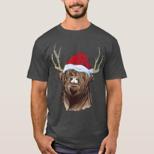Christmas Scottish Highland Cow XMas Weihnachtsman T-Shirt