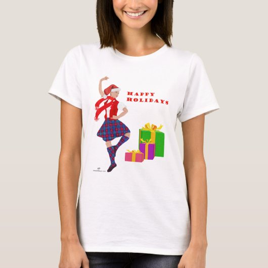 Christmas Scottish Highland Dancer T-Shirt (Vorderseite)