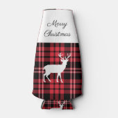 Christmas Scottish Red Tartan Kariert Pattern Stag Flaschenkühler (Vorderseite)