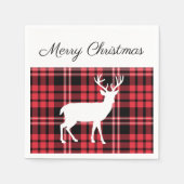 Christmas Scottish Red Tartan Kariert Pattern Stag Serviette (Vorderseite)