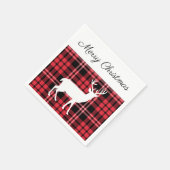 Christmas Scottish Red Tartan Kariert Pattern Stag Serviette (Ecke)