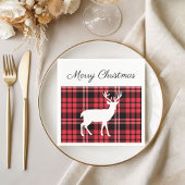 Christmas Scottish Red Tartan Kariert Pattern Stag Serviette