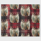 Christmas Scottish Tartan dunkelrot Reindeer Geschenkpapier (Flach)