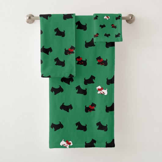 Christmas Scottish Terrier Badezimmer Handtuchhand Badhandtuch Set (Insitu)