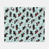 Christmas Scottish Terrier Blue Fleecedecke (Vorderseite (Horizontal))